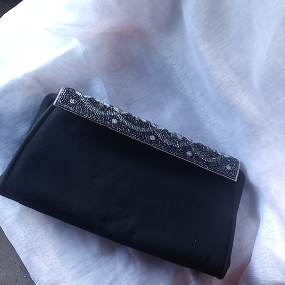 Elegant Black Clutch with Beaded Detail